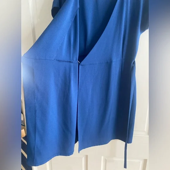 Nordstrom Bobeau Ink Blue Crepe Short Sleeve Wrap Mini Dress - Picture 5 of 9